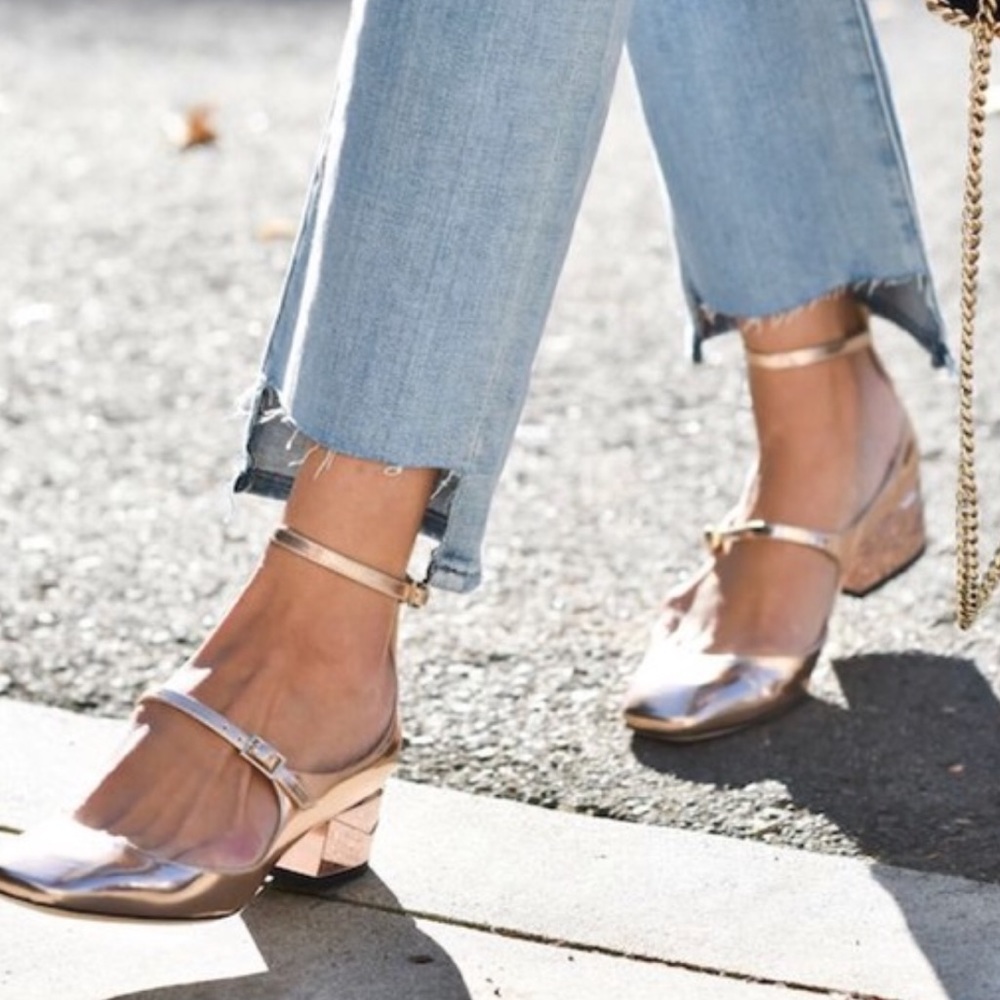 Jimmy Choo - Wilbur Rose Gold Mary Janes 38 - Picture 1 of 8